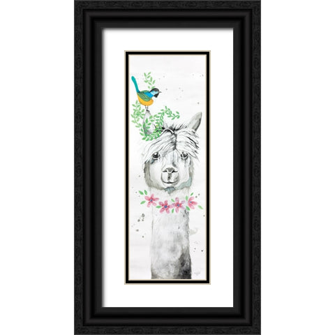 Twinkle the Alpaca Black Ornate Wood Framed Art Print with Double Matting by Fifer, Diane