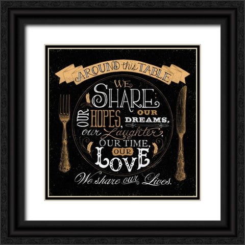 Around This Table  Black Ornate Wood Framed Art Print with Double Matting by Strain, Deb