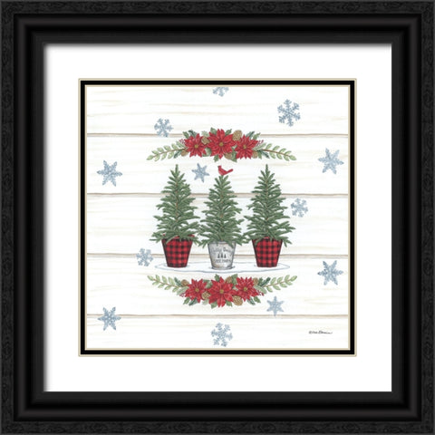 Christmas Tree Trio Black Ornate Wood Framed Art Print with Double Matting by Strain, Deb