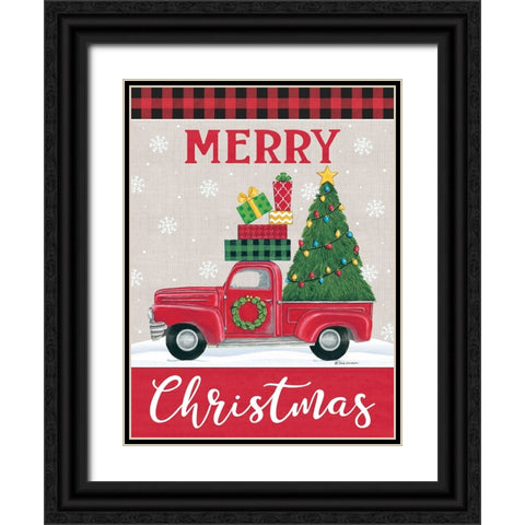 Christmas Tree Truck Black Ornate Wood Framed Art Print with Double Matting by Strain, Deb