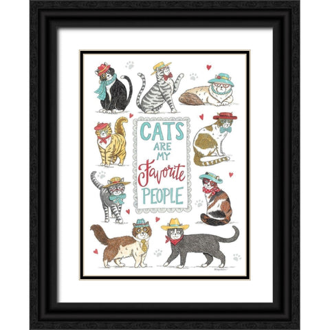 Cats are My Favorite People Black Ornate Wood Framed Art Print with Double Matting by Strain, Deb