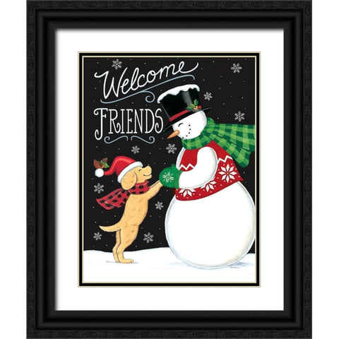 Snow Friends Black Ornate Wood Framed Art Print with Double Matting by Strain, Deb