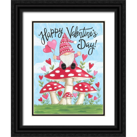 Valentine Gnome Black Ornate Wood Framed Art Print with Double Matting by Strain, Deb