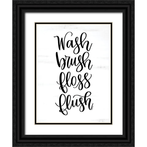 Wash, Brush, Floss, Flush Black Ornate Wood Framed Art Print with Double Matting by Imperfect Dust