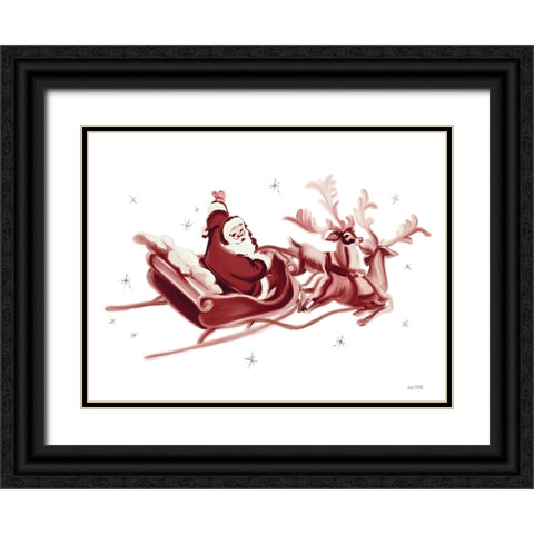 Retro Santa   Black Ornate Wood Framed Art Print with Double Matting by House Fenway