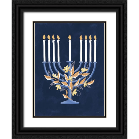 Hanukkah Menorah Black Ornate Wood Framed Art Print with Double Matting by House Fenway