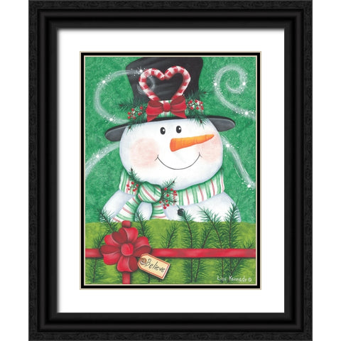 Snowman Gift Black Ornate Wood Framed Art Print with Double Matting by Kennedy, Lisa