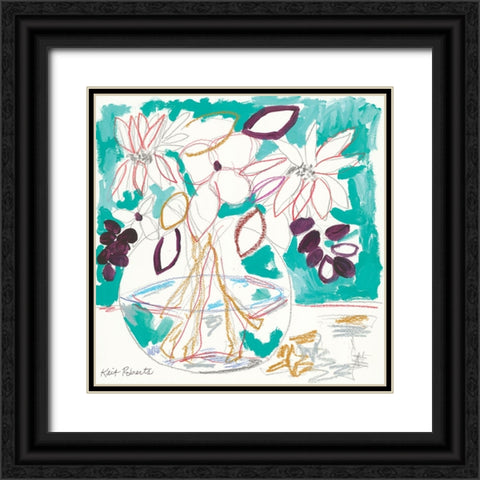 Seafoam and Plum Black Ornate Wood Framed Art Print with Double Matting by Roberts, Kait