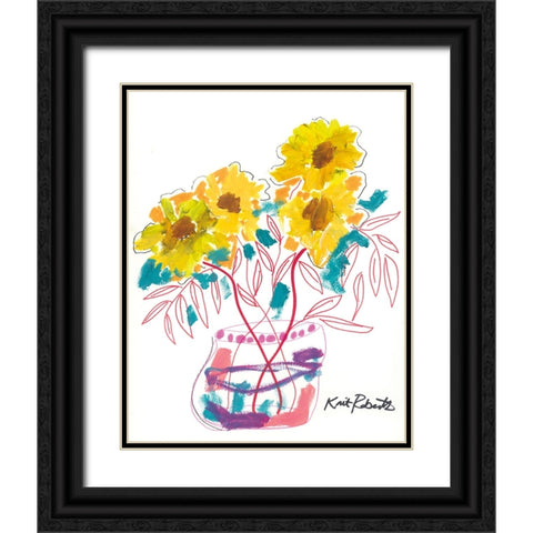 Sunny Blooms Black Ornate Wood Framed Art Print with Double Matting by Roberts, Kait