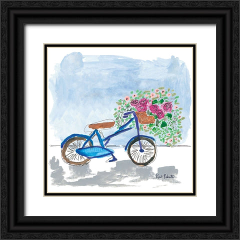 Floral Bicycle Black Ornate Wood Framed Art Print with Double Matting by Roberts, Kait