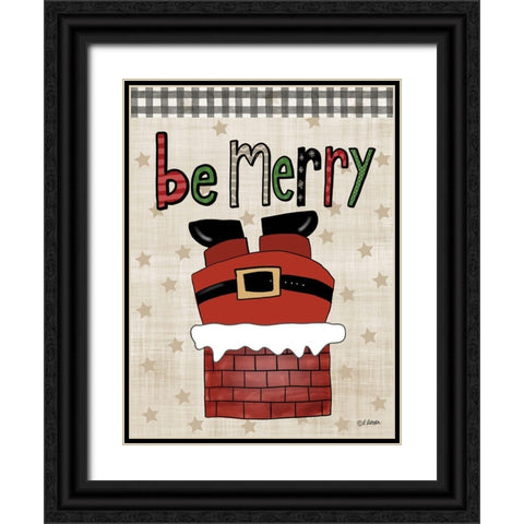 Be Merry Black Ornate Wood Framed Art Print with Double Matting by Larson, Lisa