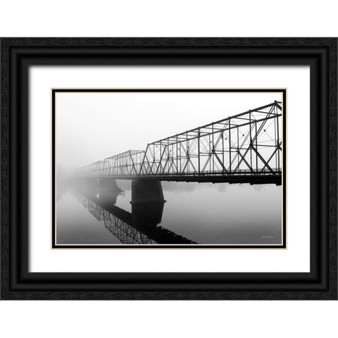 Foggy Morning Bridge Black Ornate Wood Framed Art Print with Double Matting by Deiter, Lori