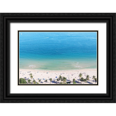 Beach View From Above Black Ornate Wood Framed Art Print with Double Matting by Deiter, Lori