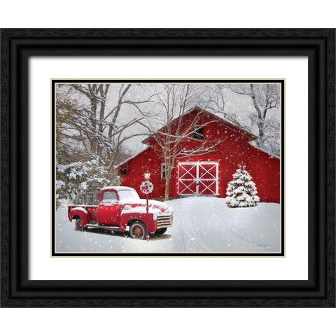 Truck Full of Sleds Black Ornate Wood Framed Art Print with Double Matting by Deiter, Lori