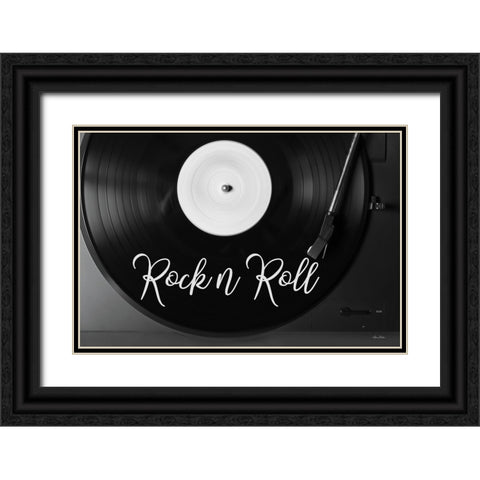 Rock n Roll Turntable Black Ornate Wood Framed Art Print with Double Matting by Deiter, Lori