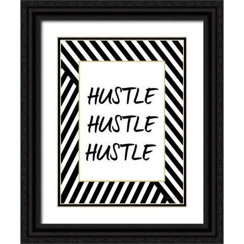 Hustle Black Ornate Wood Framed Art Print with Double Matting by Lettered and Lined