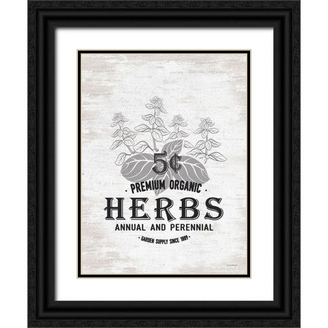 Herbs Black Ornate Wood Framed Art Print with Double Matting by Lettered And Lined