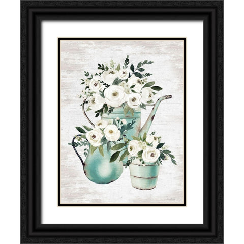Vintage Flowers   Black Ornate Wood Framed Art Print with Double Matting by Lettered and Lined