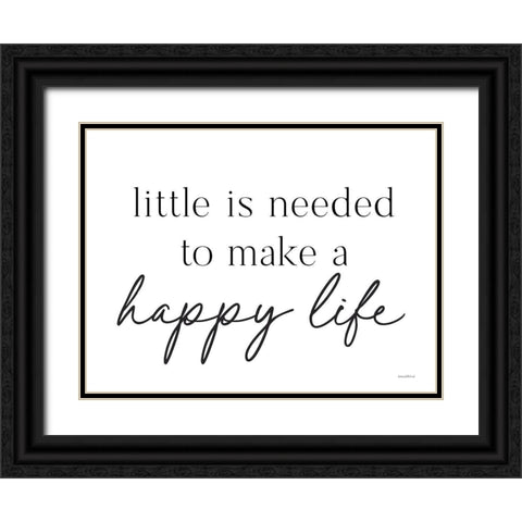 Happy Life Black Ornate Wood Framed Art Print with Double Matting by Lettered and Lined
