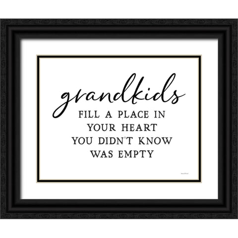 Grandkids Black Ornate Wood Framed Art Print with Double Matting by Lettered And Lined
