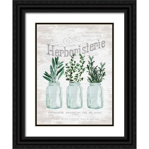 Charming Kitchen Herbs Black Ornate Wood Framed Art Print with Double Matting by Lettered and Lined