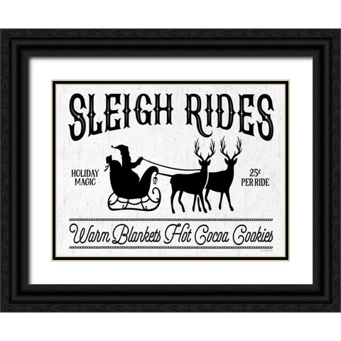 Sleigh Rides Black Ornate Wood Framed Art Print with Double Matting by Lettered and Lined