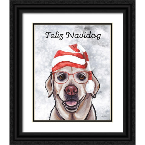 Feliz Navidog Black Ornate Wood Framed Art Print with Double Matting by Keller, Lee