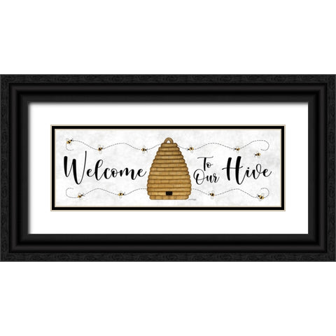 Welcome to Our Hive   Black Ornate Wood Framed Art Print with Double Matting by Spivey, Linda