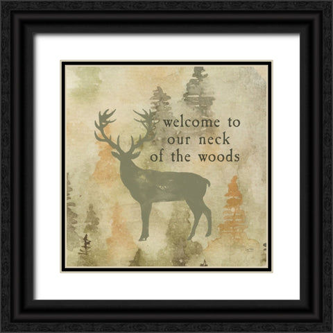 Welcome to Our Neck of the Woods Black Ornate Wood Framed Art Print with Double Matting by Lux + Me Designs