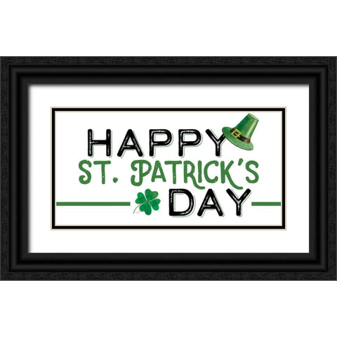 Happy St. Patricks Day Black Ornate Wood Framed Art Print with Double Matting by Lux + Me Designs