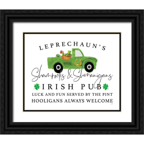 Irish Pub Black Ornate Wood Framed Art Print with Double Matting by Lux + Me Designs