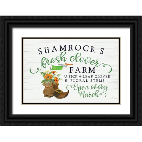 Shamrocks Fresh Clover Farm Black Ornate Wood Framed Art Print with Double Matting by Lux + Me Designs