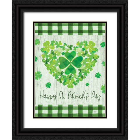 Happy St. Patricks Day Black Ornate Wood Framed Art Print with Double Matting by Lux + Me Designs