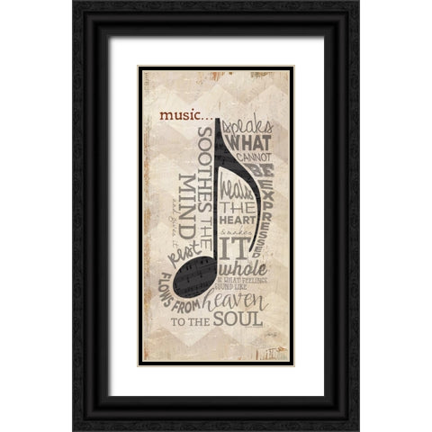 Music Black Ornate Wood Framed Art Print with Double Matting by Rae, Marla