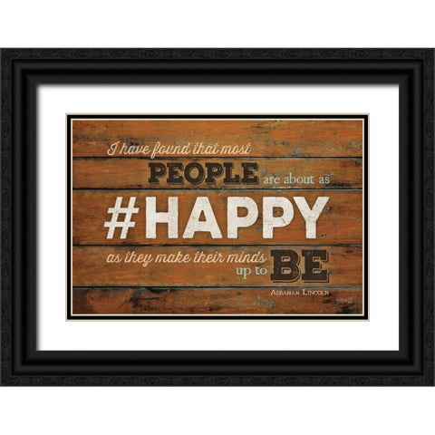 HAPPY Black Ornate Wood Framed Art Print with Double Matting by Rae, Marla