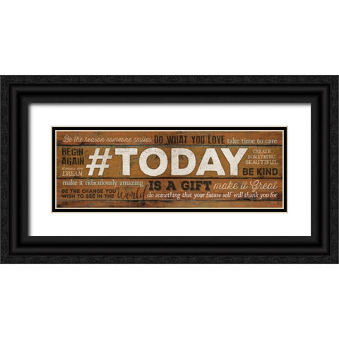 TODAY is a Gift Black Ornate Wood Framed Art Print with Double Matting by Rae, Marla