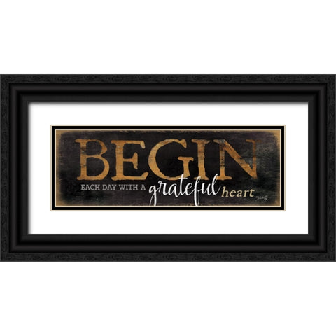 Begin Each Day Black Ornate Wood Framed Art Print with Double Matting by Rae, Marla