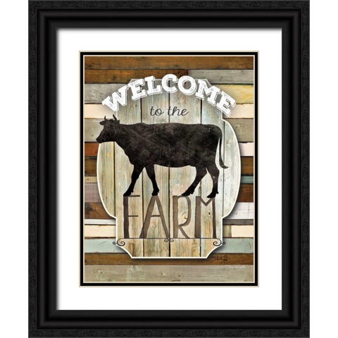 Welcome to the Farm Black Ornate Wood Framed Art Print with Double Matting by Rae, Marla