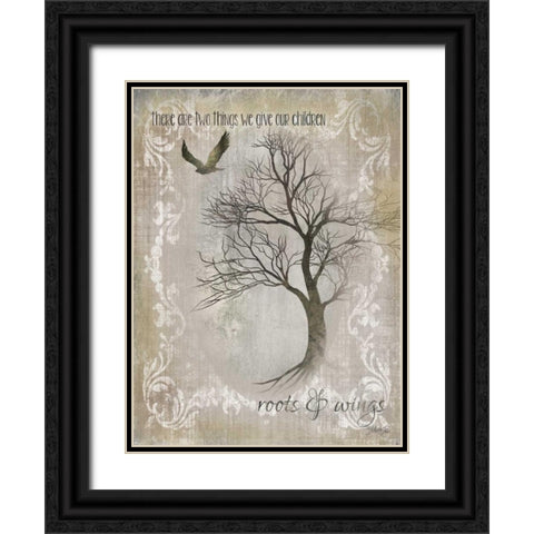 Roots and Wings Black Ornate Wood Framed Art Print with Double Matting by Rae, Marla