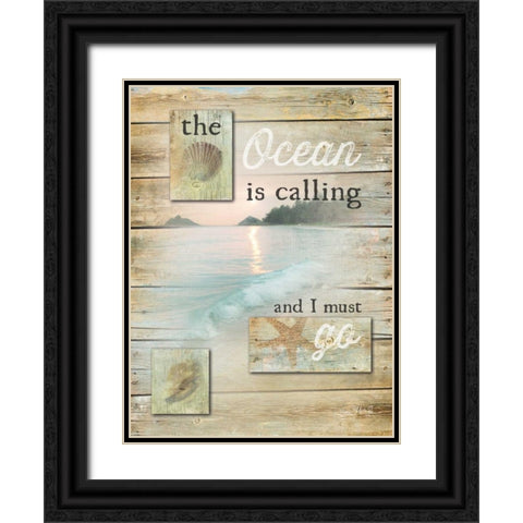 The Ocean is Calling    Black Ornate Wood Framed Art Print with Double Matting by Rae, Marla