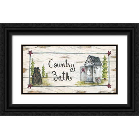Country Bath Black Ornate Wood Framed Art Print with Double Matting by June, Mary Ann