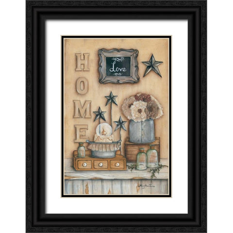 Home Black Ornate Wood Framed Art Print with Double Matting by June, Mary Ann