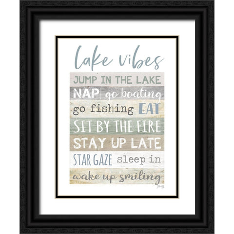 Lake Vibes Black Ornate Wood Framed Art Print with Double Matting by Rae, Marla