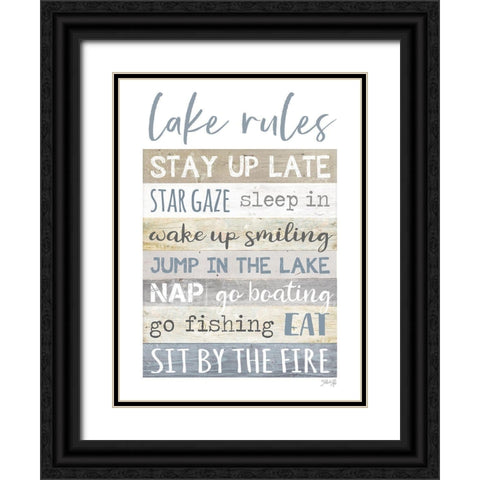 Lake Rules Black Ornate Wood Framed Art Print with Double Matting by Rae, Marla