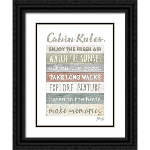 Cabin Rules    Black Ornate Wood Framed Art Print with Double Matting by Rae, Marla