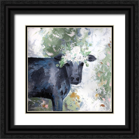 Mabel the Cow Black Ornate Wood Framed Art Print with Double Matting by Kissell, Mackenzie