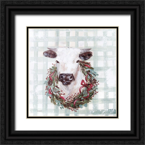 Merry the Cow Black Ornate Wood Framed Art Print with Double Matting by Kissell, Mackenzie