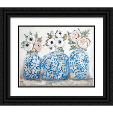 Floral Trio Black Ornate Wood Framed Art Print with Double Matting by Kissell, Mackenzie