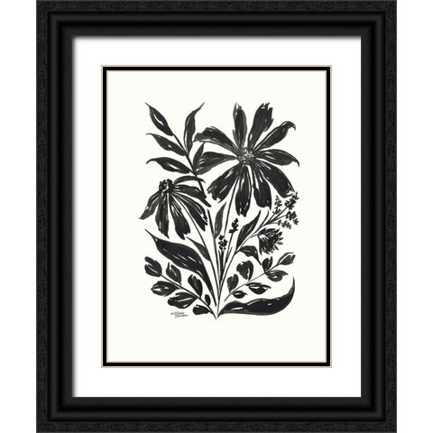 Daisy Garden #1 Black Ornate Wood Framed Art Print with Double Matting by Norman, Michele