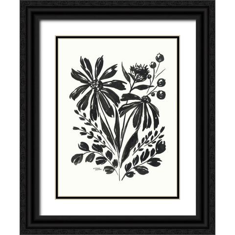 Daisy Garden #2 Black Ornate Wood Framed Art Print with Double Matting by Norman, Michele